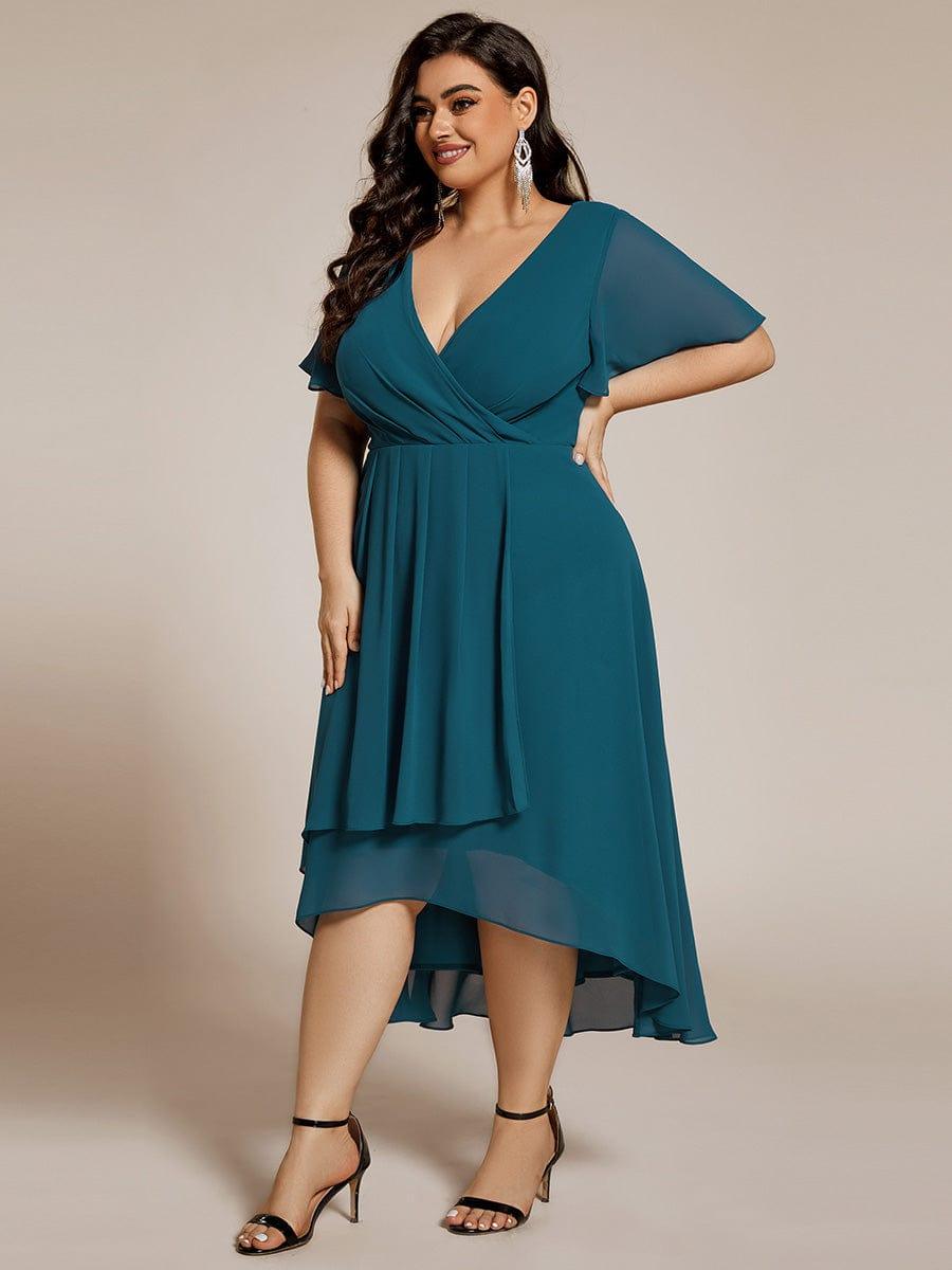 EG02084TE-PR3_f463f31b-a3fe-4341-af70-4132ad38262d Plus Size Chiffon Short Sleeves Pleated V-Neck A-Line Midi Wedding Guest Dress - Image 88