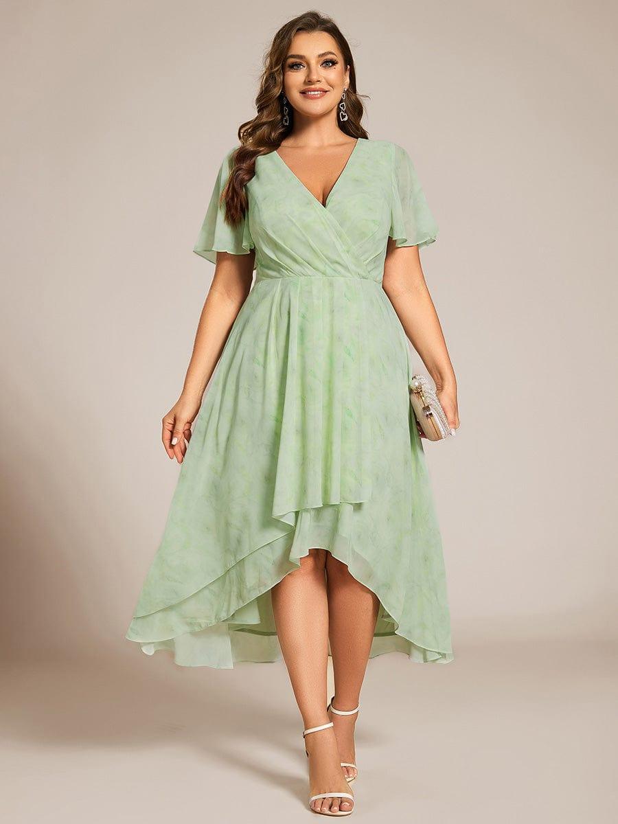 EG02084TR-PR_62ff852a-105d-48c5-905f-14f8c2d87ac0 Plus Size Chiffon Short Sleeves Pleated V-Neck A-Line Midi Wedding Guest Dress - Image 75