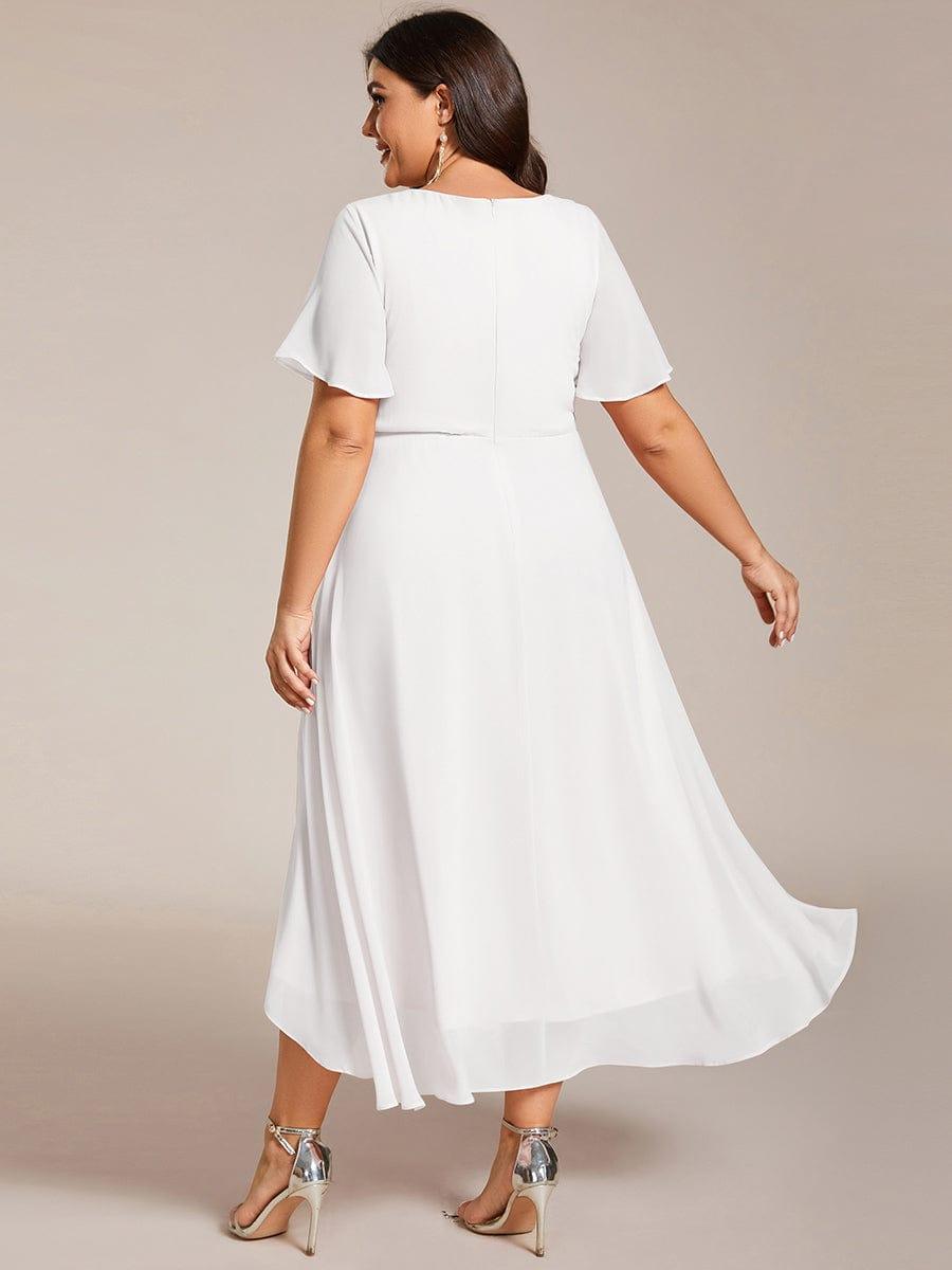 EG02084WH-PR2_61c752f3-fa67-4038-8f3c-beaaee65c0ac Plus Size Chiffon Short Sleeves Pleated V-Neck A-Line Midi Wedding Guest Dress - Image 43