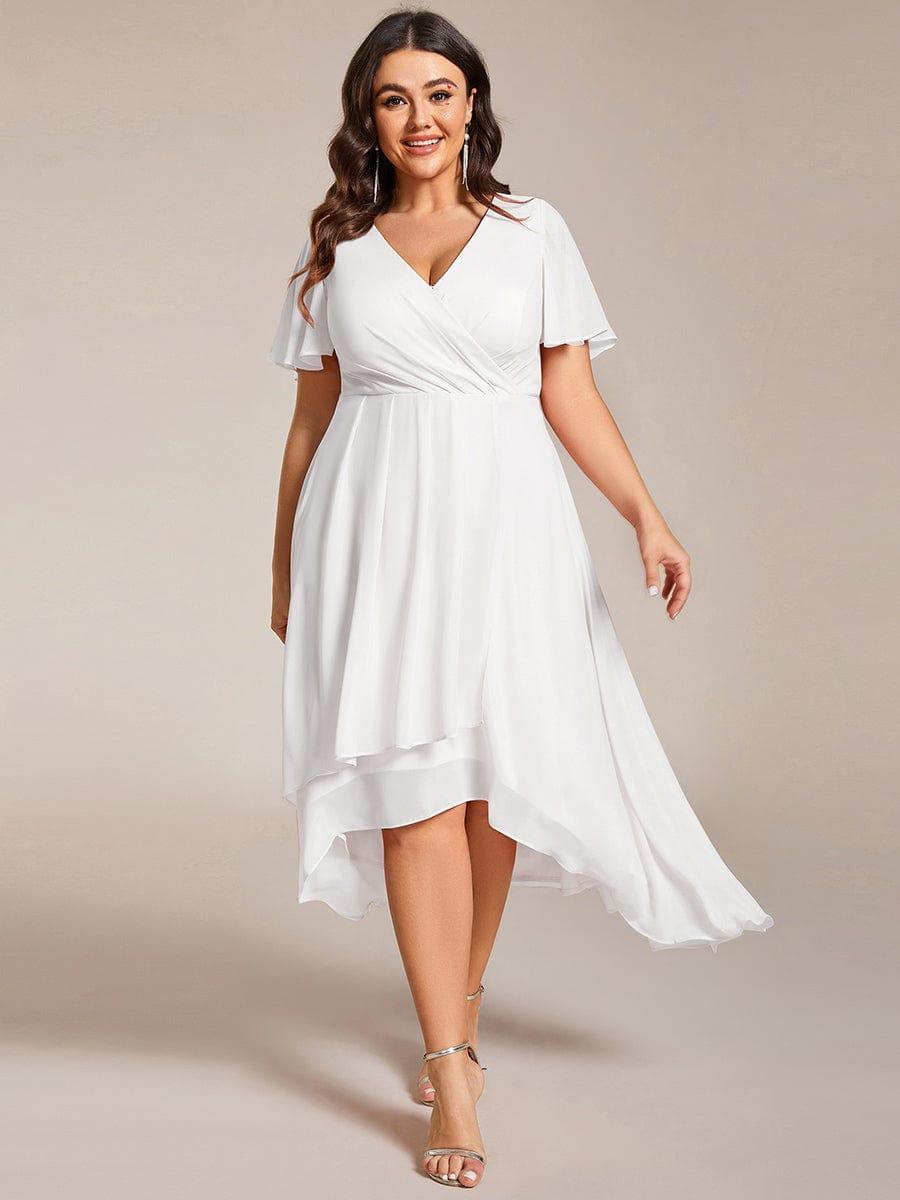 EG02084WH-PR_634793ae-33a6-4830-abf4-cadbdfd3f977 Plus Size Chiffon Short Sleeves Pleated V-Neck A-Line Midi Wedding Guest Dress - Image 46
