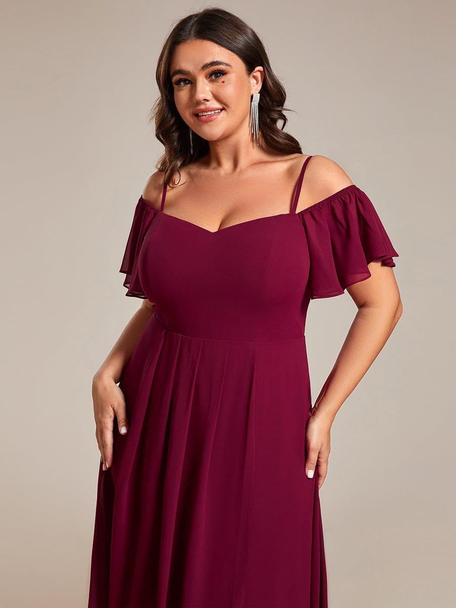 EG02103BD-PR5_a7377173-529f-4aa5-85d9-9e74db7e6fcf Plus Size Cold Shoulder Sweetheart Necklin Chiffon Midi Wedding Guest Dress - Image 9