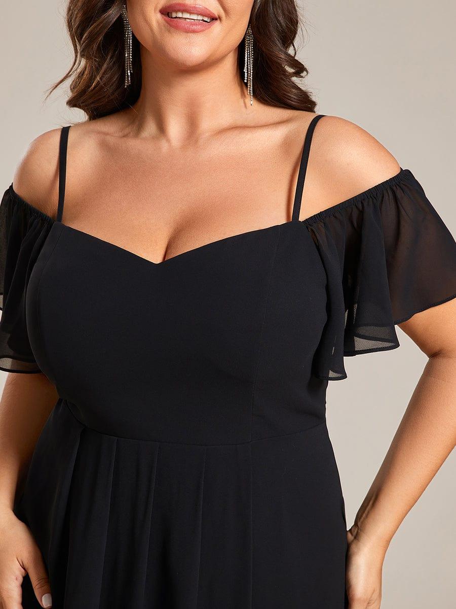 EG02103BK-PR5_a2d4da21-0f21-4660-81c1-e9a18ffcbb97 Plus Size Cold Shoulder Sweetheart Necklin Chiffon Midi Wedding Guest Dress - Image 12