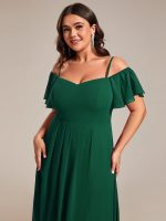 Plus Size Cold Shoulder Sweetheart Necklin Chiffon Midi Wedding Guest Dress - Image 53