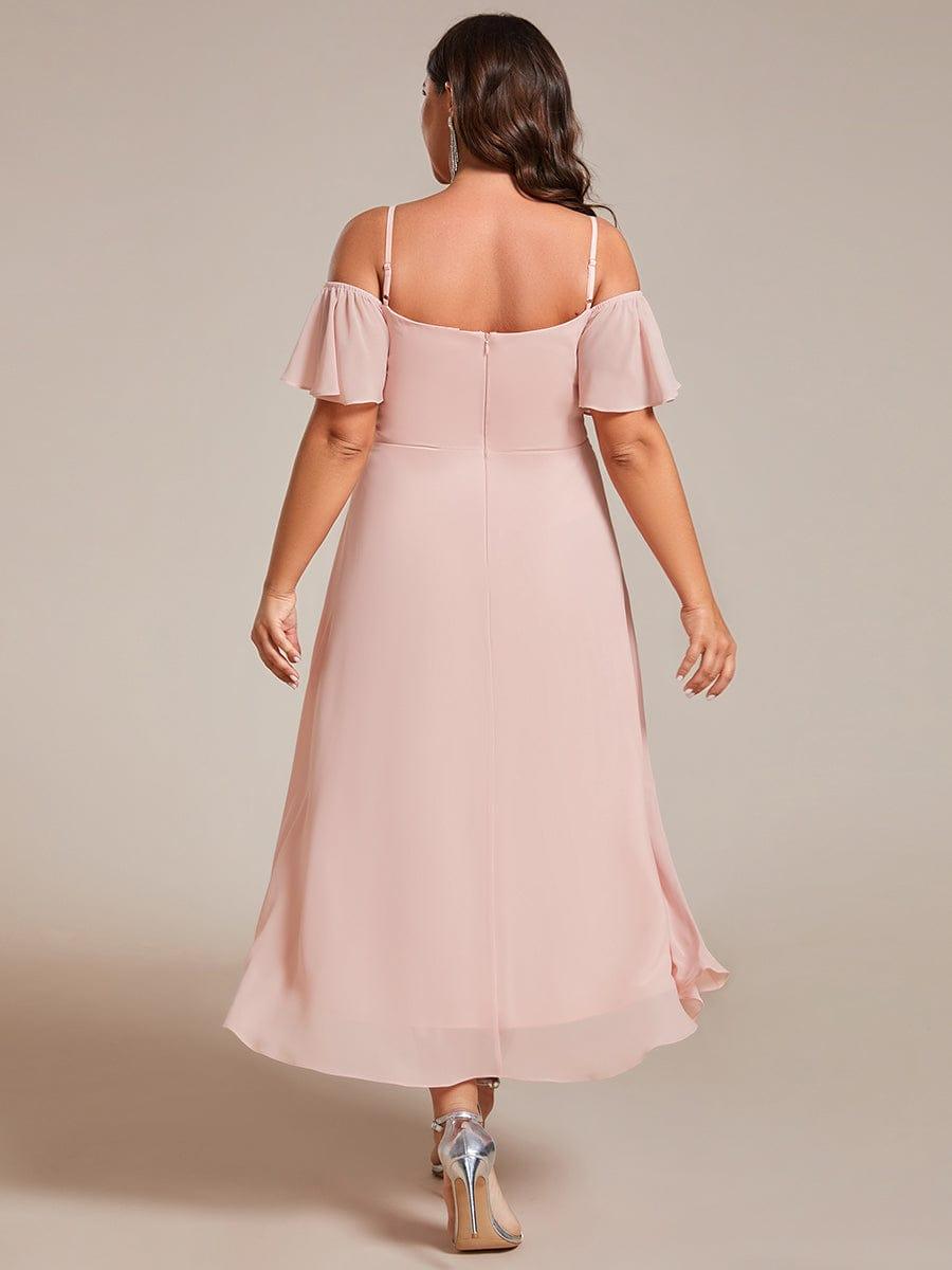 EG02103PK-PR2_55ba42e3-2906-4f39-b7f8-8ebdf736270e Plus Size Cold Shoulder Sweetheart Necklin Chiffon Midi Wedding Guest Dress - Image 6