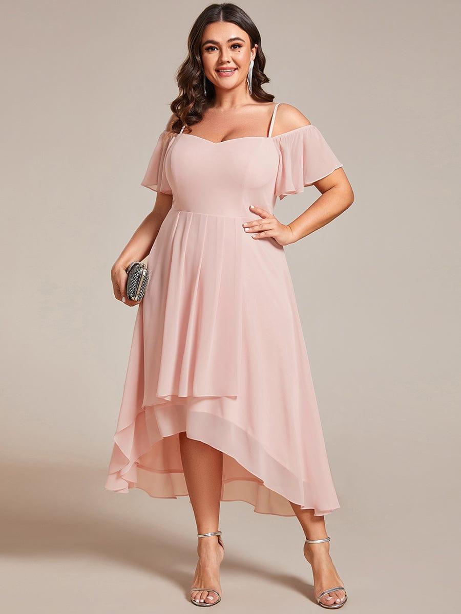 EG02103PK-PR4_49c97e0e-7b37-4a2d-8e75-6d0ff184e3b8 Plus Size Cold Shoulder Sweetheart Necklin Chiffon Midi Wedding Guest Dress - Image 17