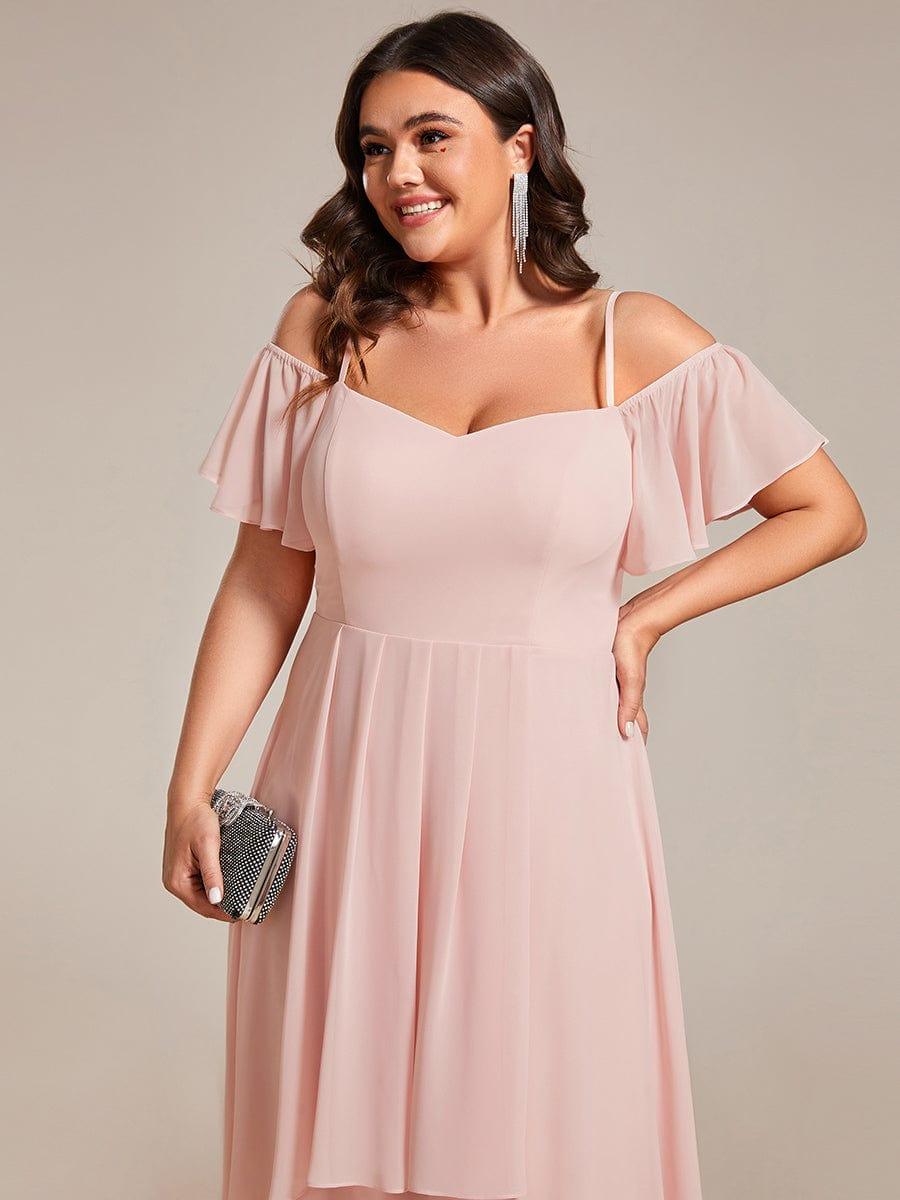 EG02103PK-PR5_debbfe0d-df5d-453b-9055-ecb5248a9821 Plus Size Cold Shoulder Sweetheart Necklin Chiffon Midi Wedding Guest Dress - Image 15