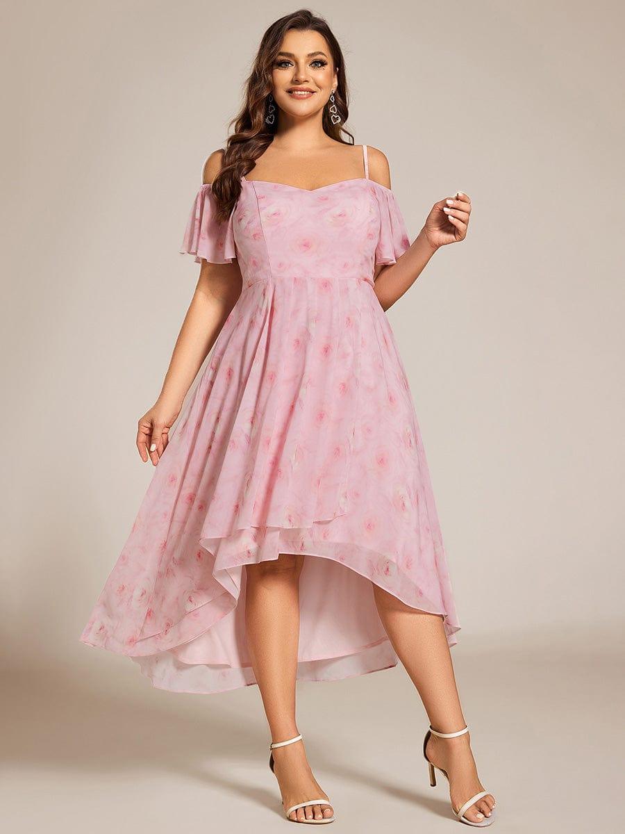 EG02103PR-PR4 Plus Size Cold Shoulder Sweetheart Necklin Chiffon Midi Wedding Guest Dress - Image 46