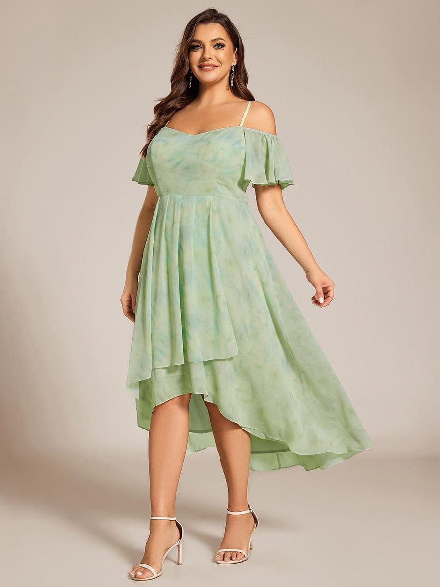 EG02103TR-PR3 Plus Size Cold Shoulder Sweetheart Necklin Chiffon Midi Wedding Guest Dress - Image 49