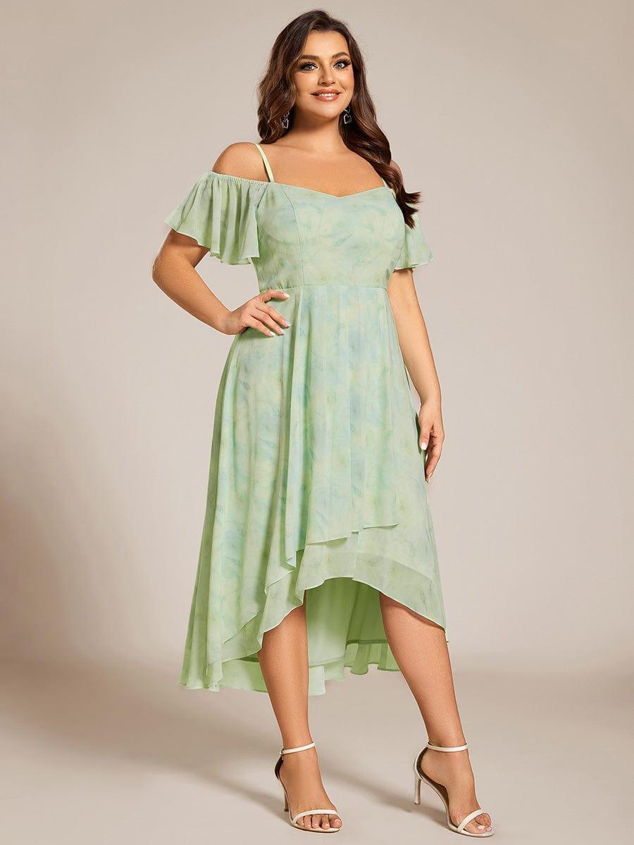 EG02103TR-PR4 Plus Size Cold Shoulder Sweetheart Necklin Chiffon Midi Wedding Guest Dress - Image 50