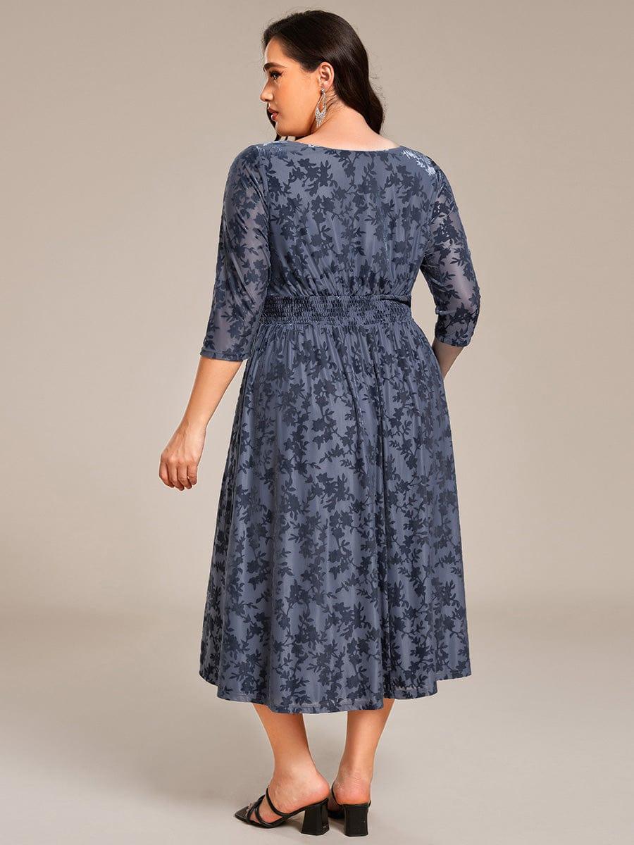 EG02284DN-PR2_a676385a-51ba-42e7-ad1d-840228c3da47 Plus Size 3/4 Sleeve Floral Velvet Wedding Guest Dress with Pockets - Image 12