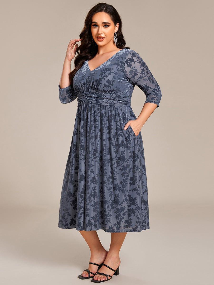 EG02284DN-PR3_9b0acb69-4278-40f8-a2cb-41f4f84f070a Plus Size 3/4 Sleeve Floral Velvet Wedding Guest Dress with Pockets - Image 11