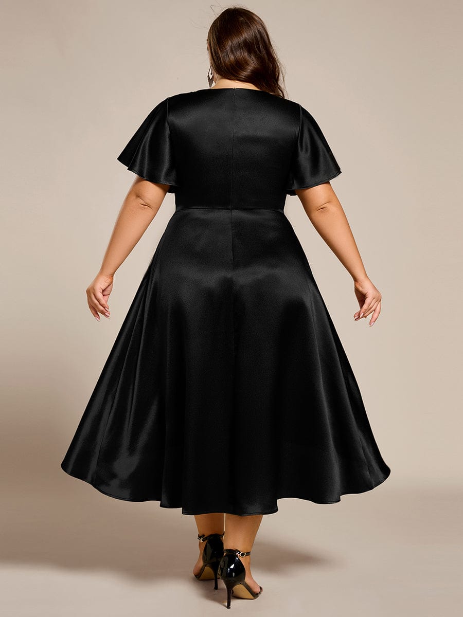 EG02335BK-PR2_09c6265a-06b5-44f1-be06-277f451f2f74 Plus Size Satin Midi Wedding Guest Dress with Pockets - Image 2