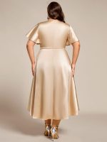 Plus Size Satin Midi Wedding Guest Dress with Pockets - Image 14