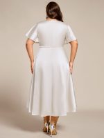 Plus Size Satin Midi Wedding Guest Dress with Pockets - Image 28