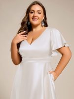 Plus Size Satin Midi Wedding Guest Dress with Pockets - Image 29
