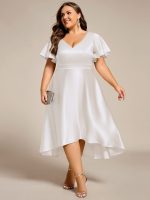 Plus Size Satin Midi Wedding Guest Dress with Pockets - Image 27