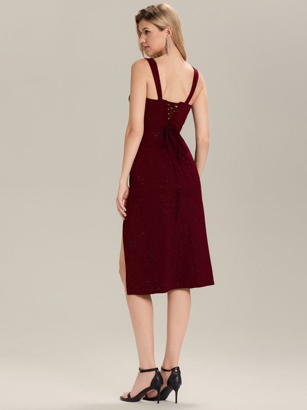 Lace-Up Glitter Sleeveless Wedding Guest Dress - Image 14