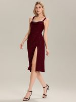 Lace-Up Glitter Sleeveless Wedding Guest Dress - Image 16