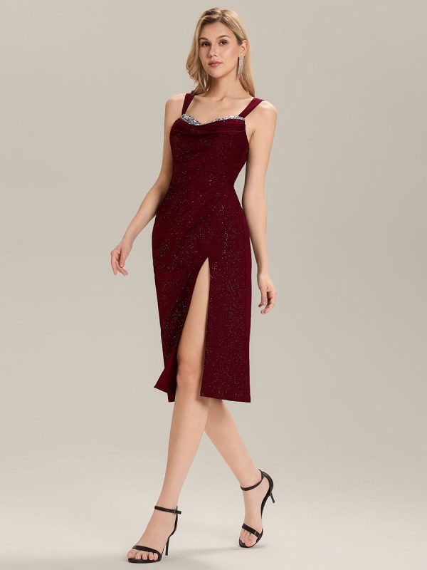 Lace-Up Glitter Sleeveless Wedding Guest Dress - Image 16