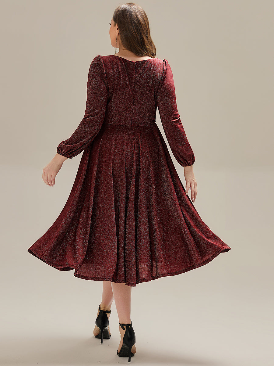 EG02523BD-PR2_6a3094b5-b18f-430f-b257-689355dad867 Plus Size Glitter long Sleeve Midi Dress With Pocket - Image 2
