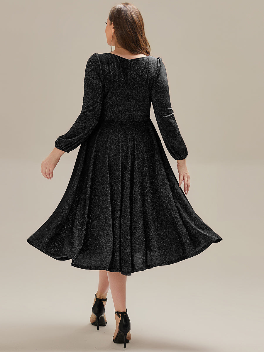 EG02523BK-PR2_ad05b7d0-11a9-410a-b9cc-9ba8c51b95b0 Plus Size Glitter long Sleeve Midi Dress With Pocket - Image 8