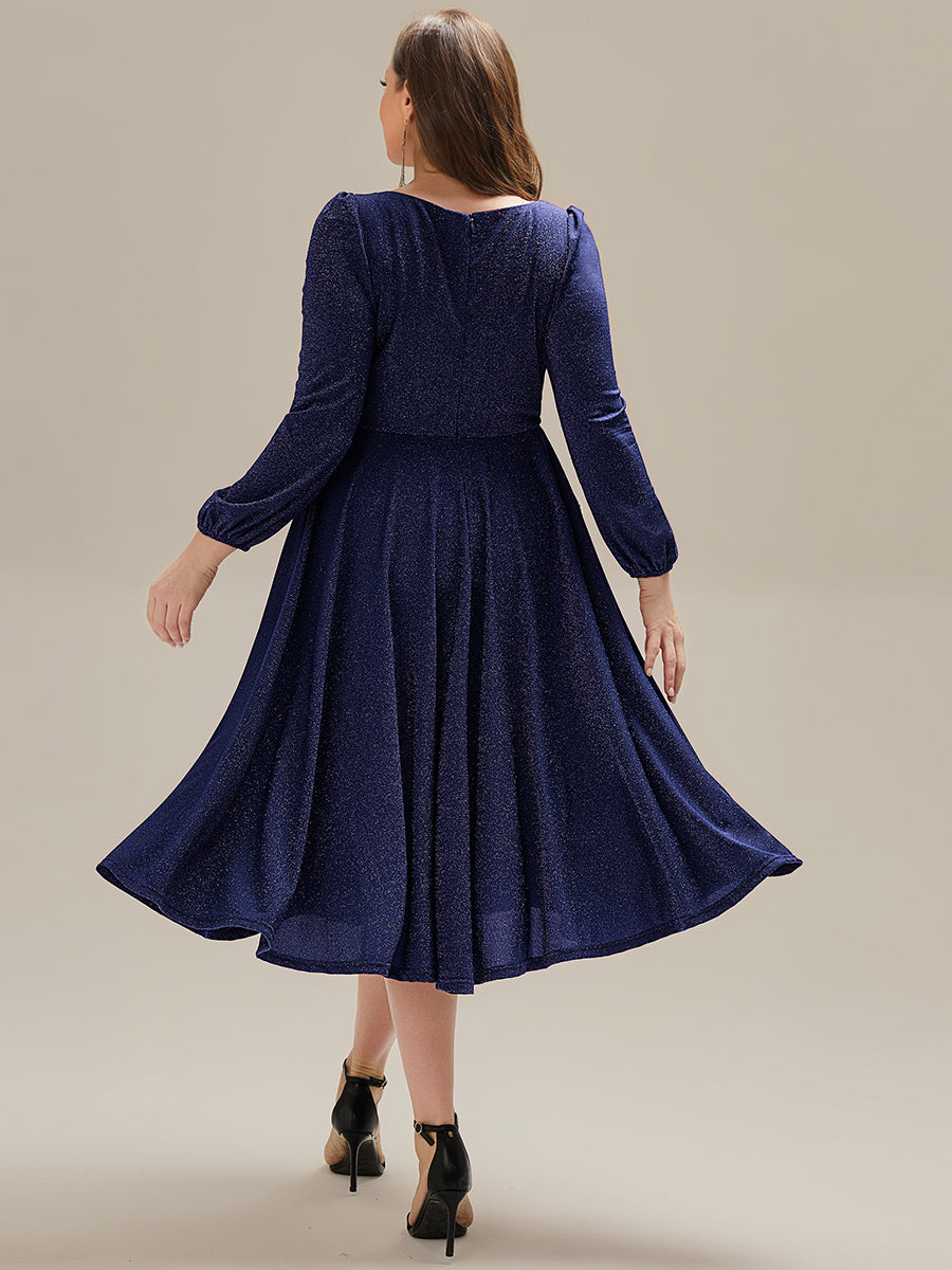 EG02523NB-PR2 Plus Size Glitter long Sleeve Midi Dress With Pocket - Image 13