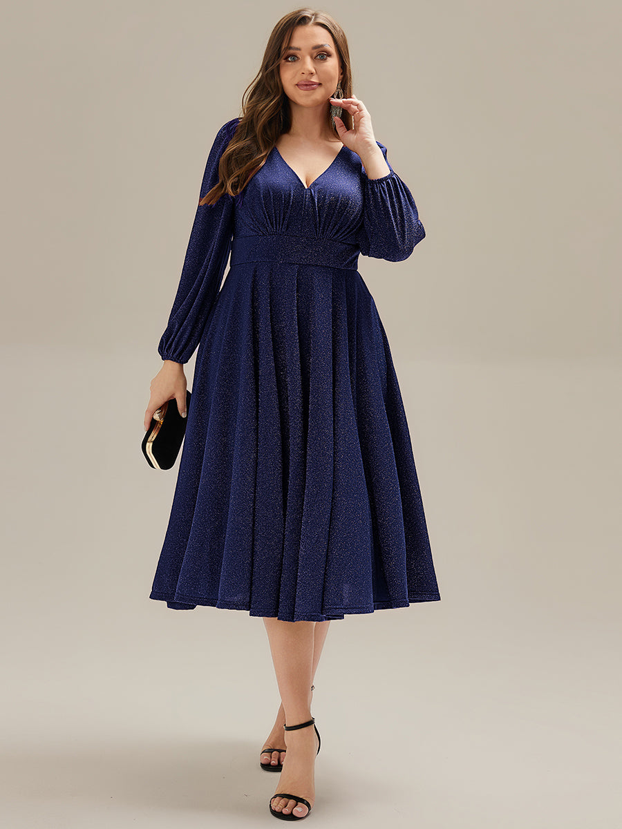 EG02523NB-PR4 Plus Size Glitter long Sleeve Midi Dress With Pocket - Image 14