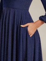 Plus Size Glitter long Sleeve Midi Dress With Pocket - Image 15