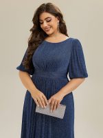 Shimmery Lantern Sleeve A-Line Wedding Guest Dress - Image 30
