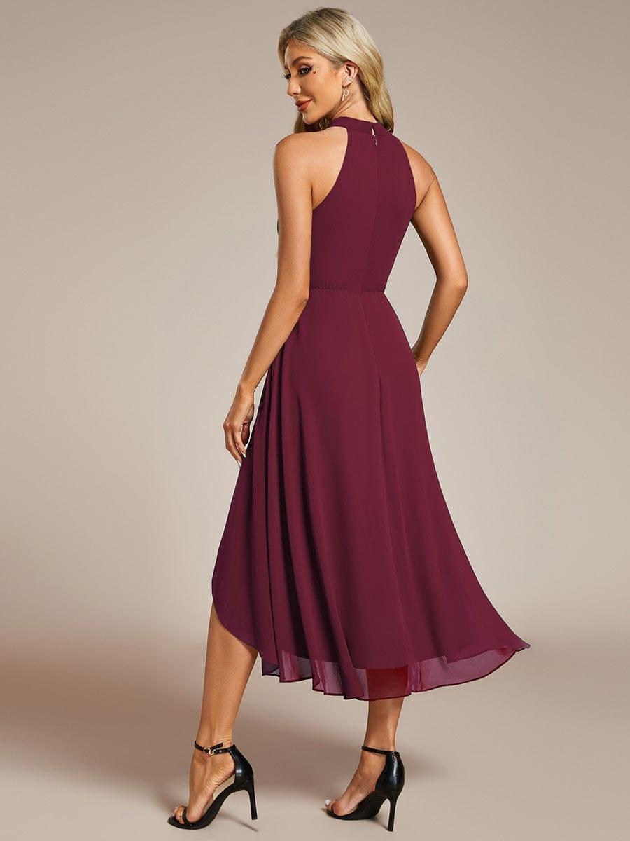 EG31926BD-R2 Midi Halter Neck Chiffon Wedding Guest Dress with Sleeveless and A-Line - Image 4
