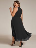 Midi Halter Neck Chiffon Wedding Guest Dress with Sleeveless and A-Line - Image 15