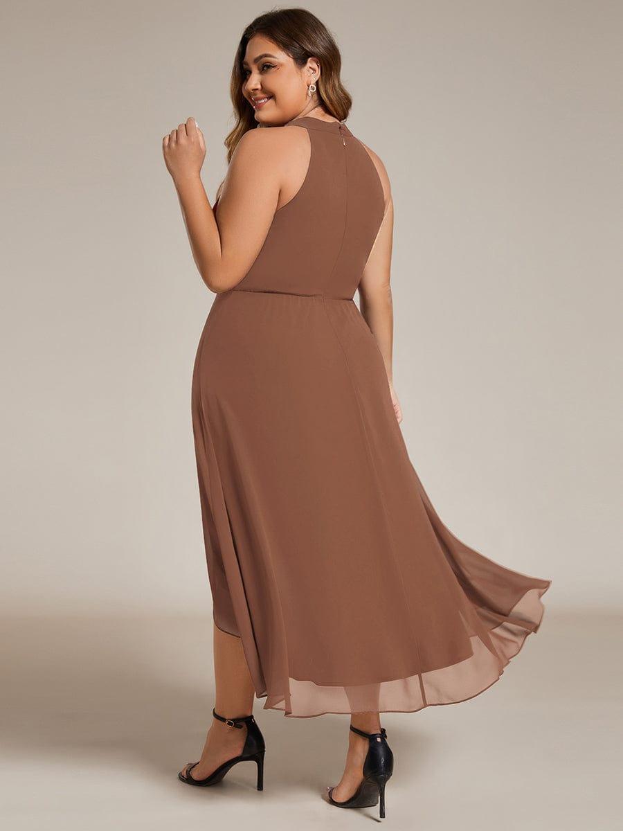 EG31926BN-PR2_e9c5dbb8-ee39-4407-8465-e8c145dc85fd Midi Halter Neck Chiffon Wedding Guest Dress with Sleeveless and A-Line - Image 47