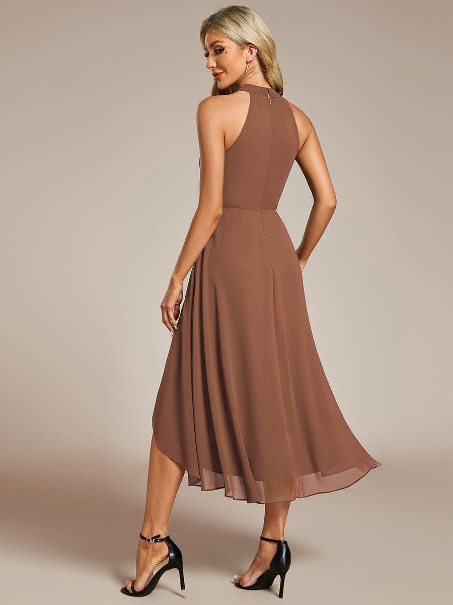 EG31926BN-R2_f51e7c33-8f18-45e4-8afb-17553d8ff2fd Midi Halter Neck Chiffon Wedding Guest Dress with Sleeveless and A-Line - Image 42