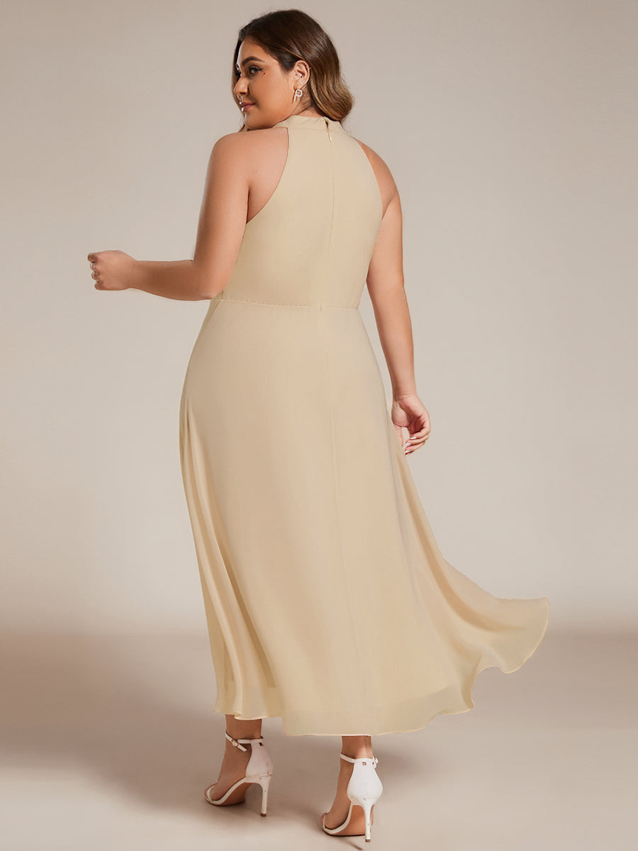 EG31926CH-PR2 Midi Halter Neck Chiffon Wedding Guest Dress with Sleeveless and A-Line - Image 63