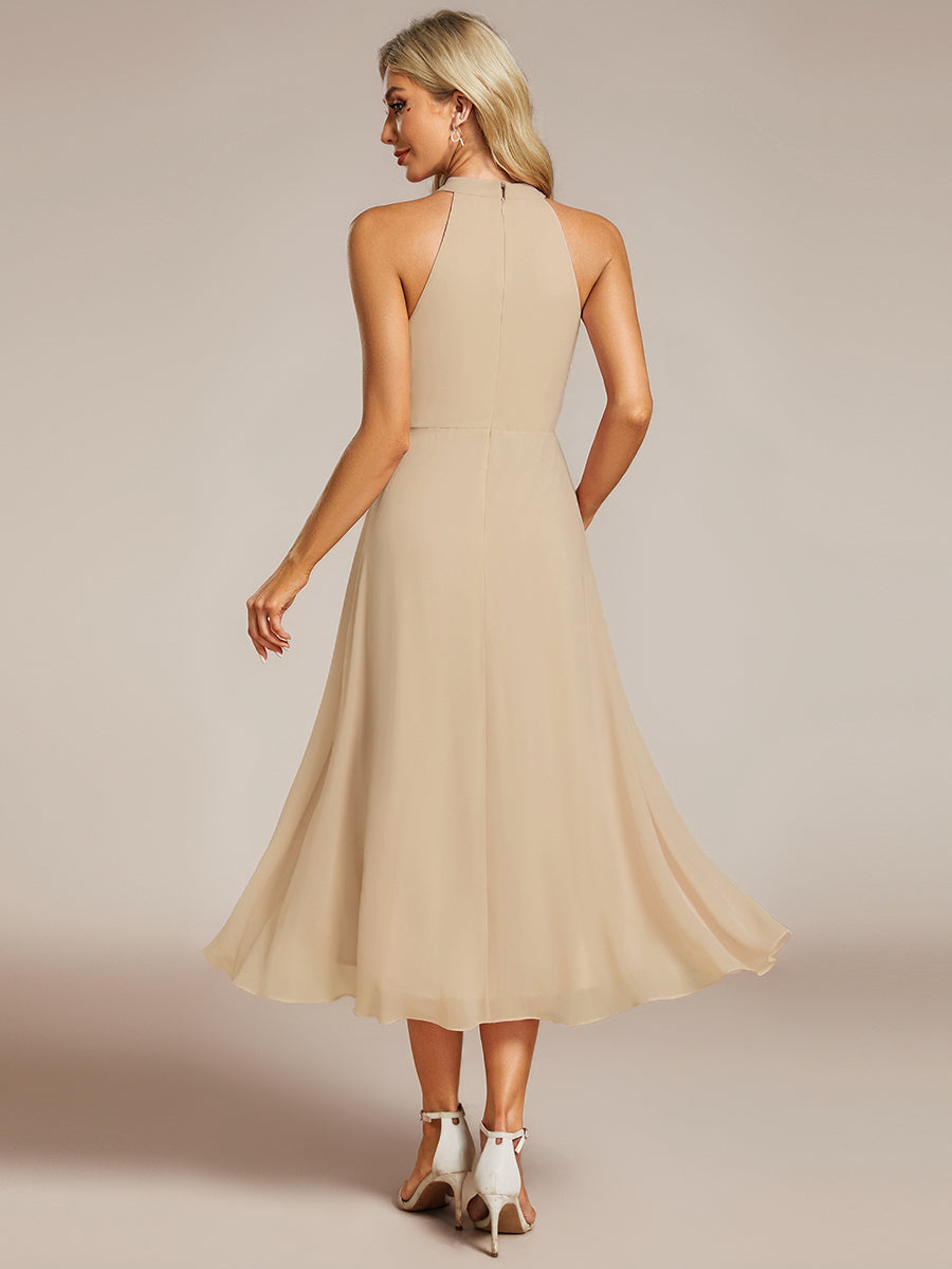 EG31926CH-R2 Midi Halter Neck Chiffon Wedding Guest Dress with Sleeveless and A-Line - Image 58