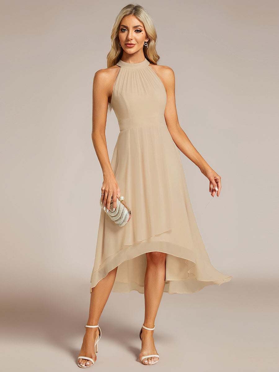 EG31926CH-R4 Midi Halter Neck Chiffon Wedding Guest Dress with Sleeveless and A-Line - Image 61