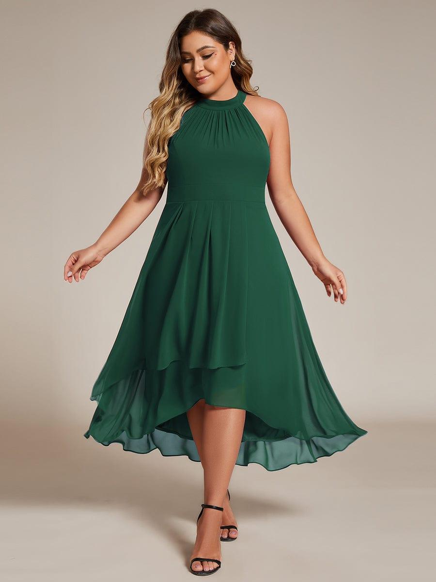 EG31926DG-PR Midi Halter Neck Chiffon Wedding Guest Dress with Sleeveless and A-Line - Image 22