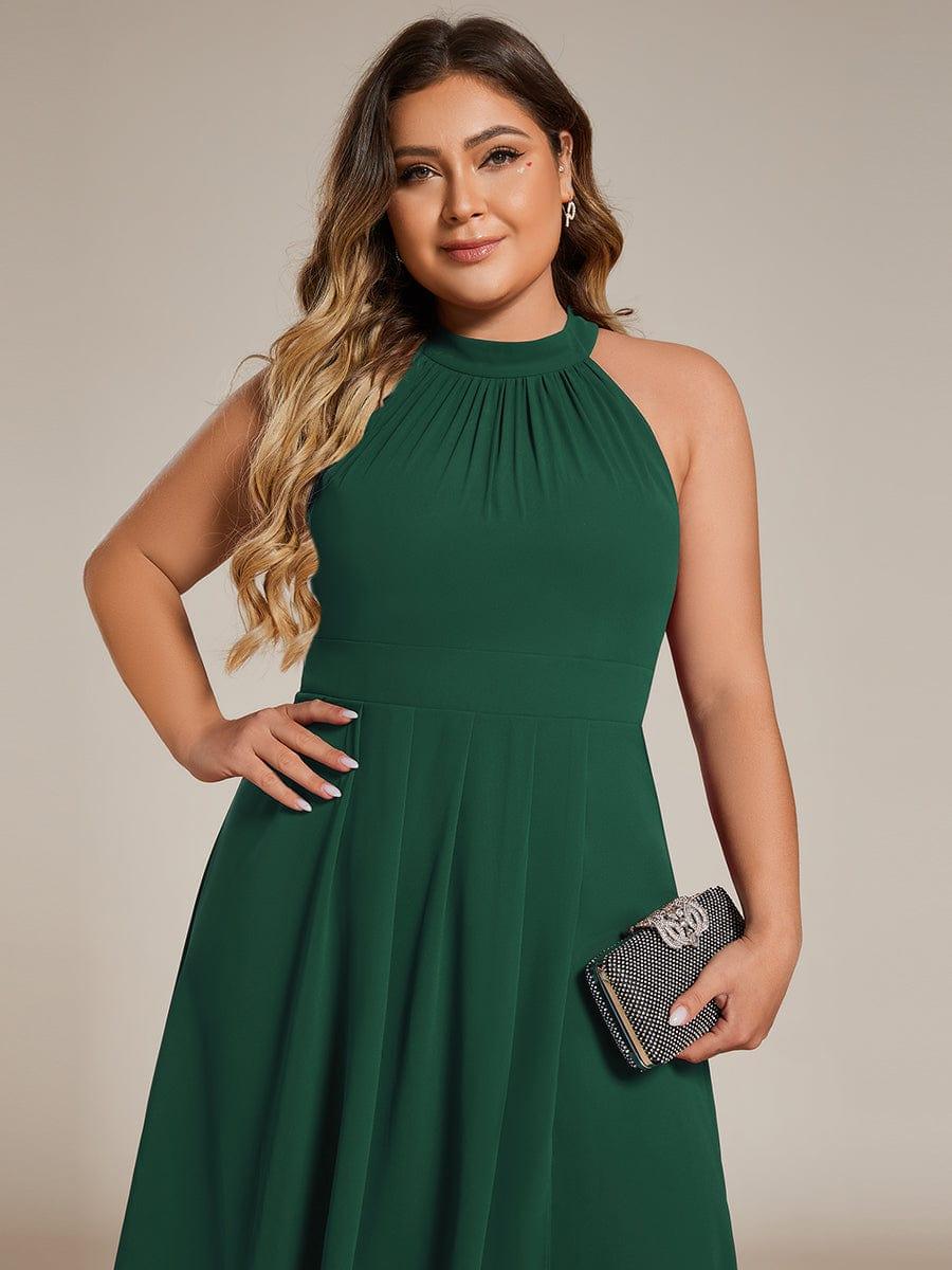 EG31926DG-PR5 Midi Halter Neck Chiffon Wedding Guest Dress with Sleeveless and A-Line - Image 24