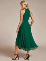 Midi Halter Neck Chiffon Wedding Guest Dress with Sleeveless and A-Line - Image 18