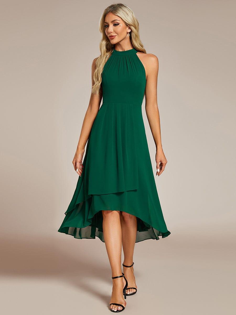EG31926DG-R3 Midi Halter Neck Chiffon Wedding Guest Dress with Sleeveless and A-Line - Image 20