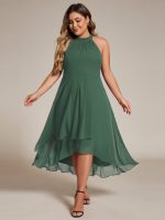Midi Halter Neck Chiffon Wedding Guest Dress with Sleeveless and A-Line - Image 72