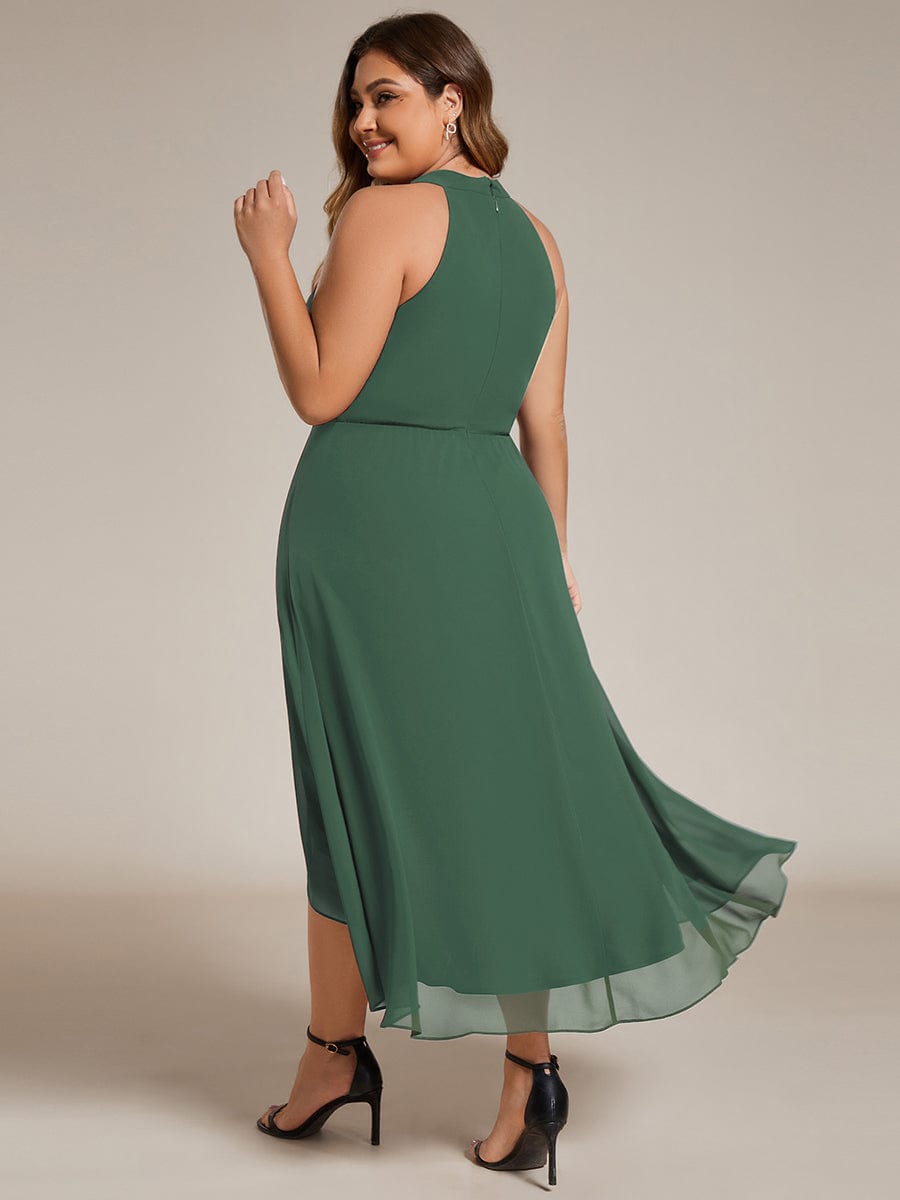 EG31926EU-PR2 Midi Halter Neck Chiffon Wedding Guest Dress with Sleeveless and A-Line - Image 73