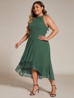 Midi Halter Neck Chiffon Wedding Guest Dress with Sleeveless and A-Line - Image 75