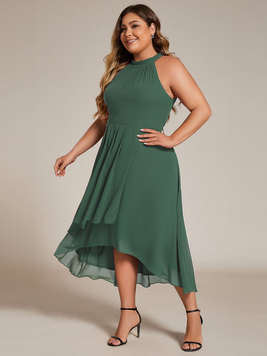 EG31926EU-PR3 Midi Halter Neck Chiffon Wedding Guest Dress with Sleeveless and A-Line - Image 75