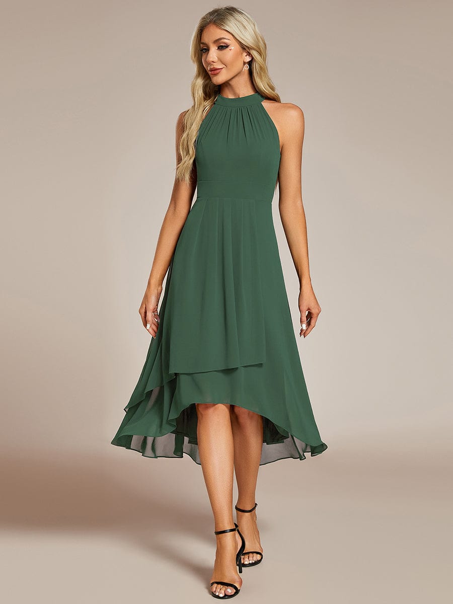 EG31926EU-R3 Midi Halter Neck Chiffon Wedding Guest Dress with Sleeveless and A-Line - Image 70
