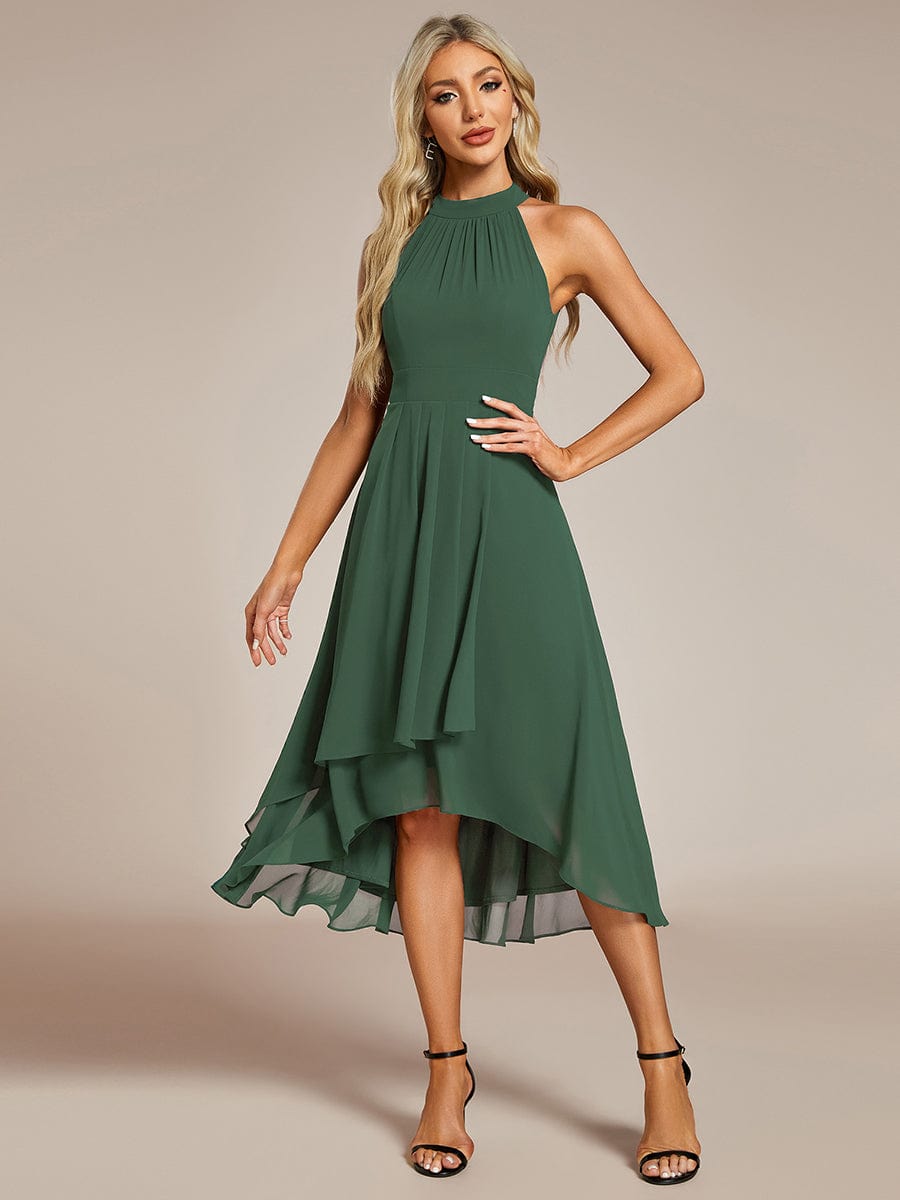 EG31926EU-R4 Midi Halter Neck Chiffon Wedding Guest Dress with Sleeveless and A-Line - Image 71