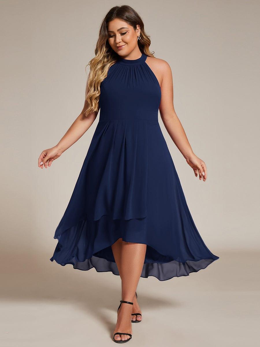 EG31926NB-PR Midi Halter Neck Chiffon Wedding Guest Dress with Sleeveless and A-Line - Image 38