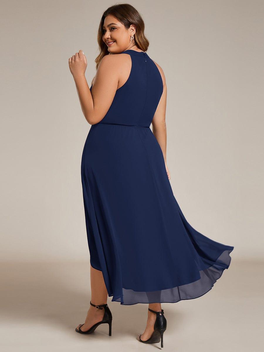 EG31926NB-PR2 Midi Halter Neck Chiffon Wedding Guest Dress with Sleeveless and A-Line - Image 39