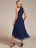Midi Halter Neck Chiffon Wedding Guest Dress with Sleeveless and A-Line - Image 34