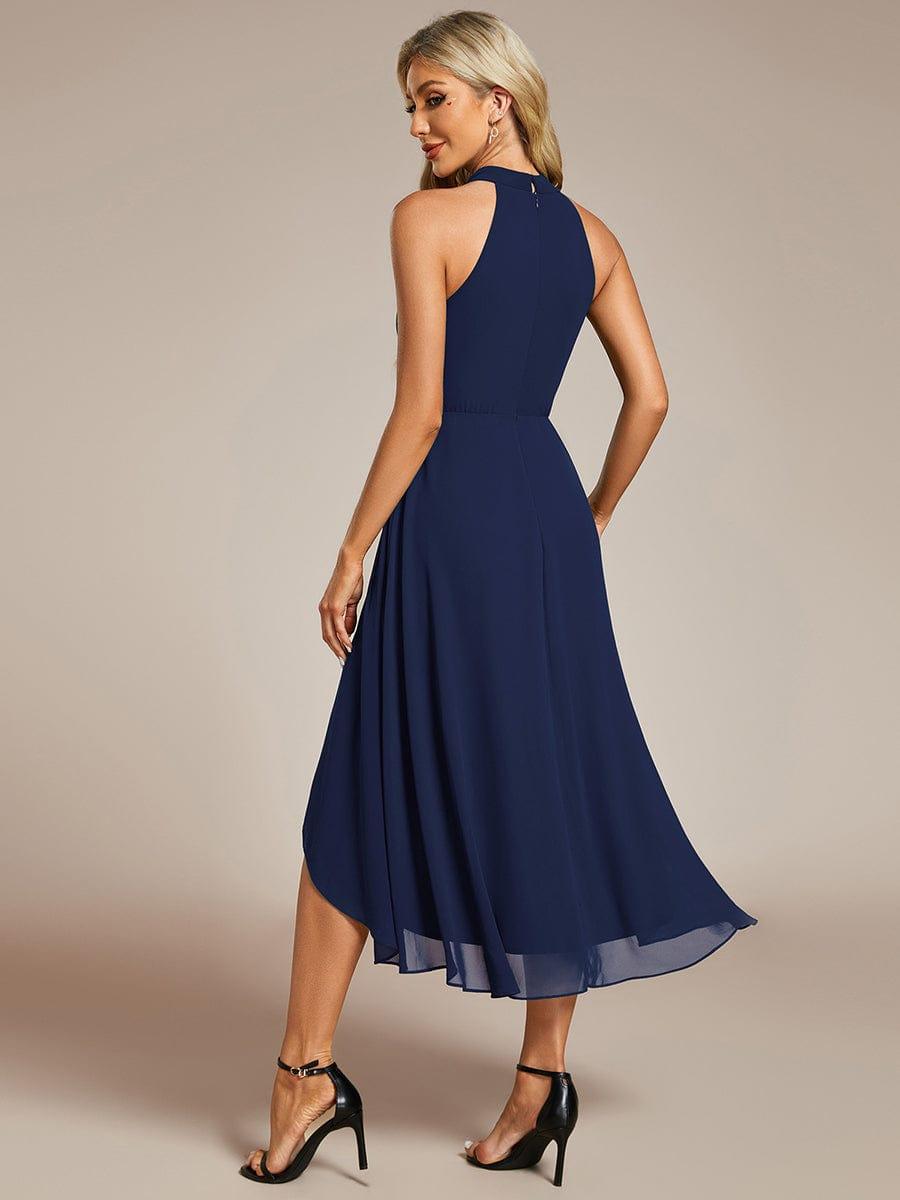EG31926NB-R2 Midi Halter Neck Chiffon Wedding Guest Dress with Sleeveless and A-Line - Image 34